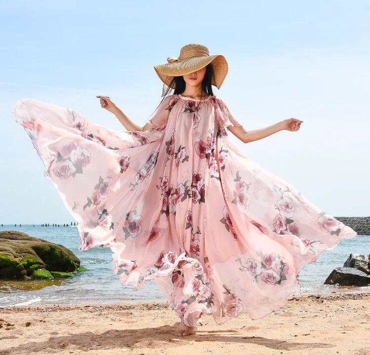 Bohemian Beach Sundress Flying Clothing Chiffon Loose Elegant