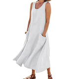 Cotton Linen Ress For Women Summer Oversized Tank