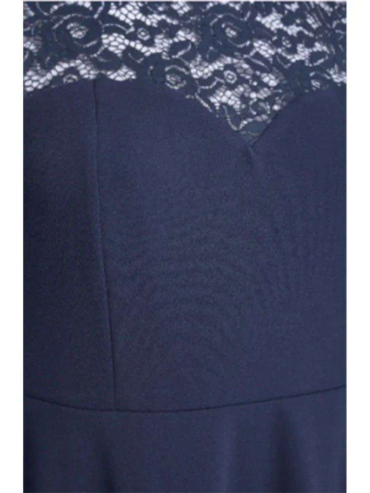 Dresses For Women Navy Blue Lace Sweet Midi