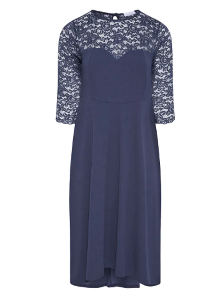 Dresses For Women Navy Blue Lace Sweet Midi