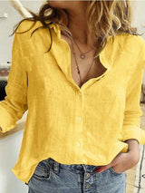 Elegant Feminine Shirt Linen Women Clothing Loose Fashion