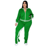 Two Piece Set Women Sweatsuit Zip Striped