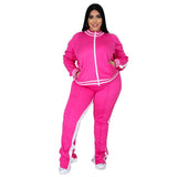 Two Piece Set Women Sweatsuit Zip Striped