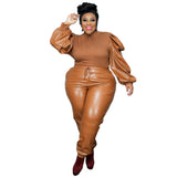 Leather Two Piece Set -5Xl Pu Fashion Women'