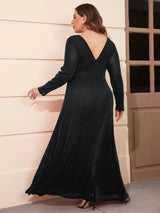 New Arrival Long Sleeve V Neck Mesh Evening