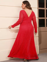 New Arrival Long Sleeve V Neck Mesh Evening