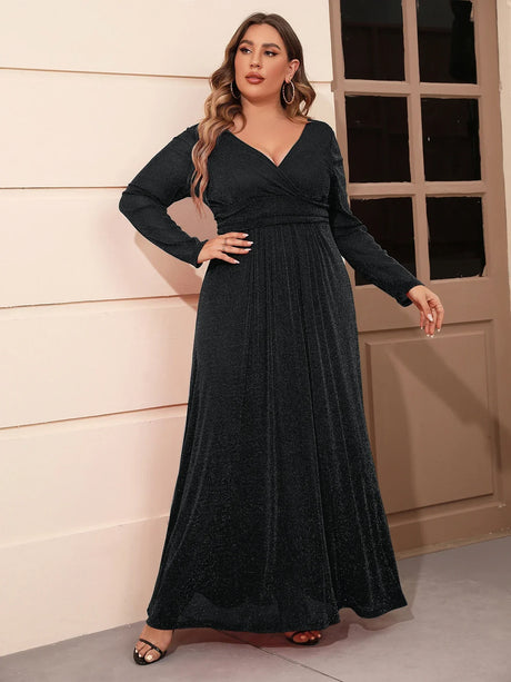 New Arrival Long Sleeve V Neck Mesh Evening