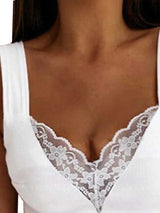 Oversized Womens Sexy Lace V Neck Camisole Tee