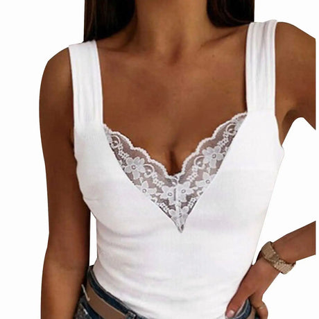 Oversized Womens Sexy Lace V Neck Camisole Tee