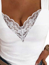 Oversized Womens Sexy Lace V Neck Camisole Tee