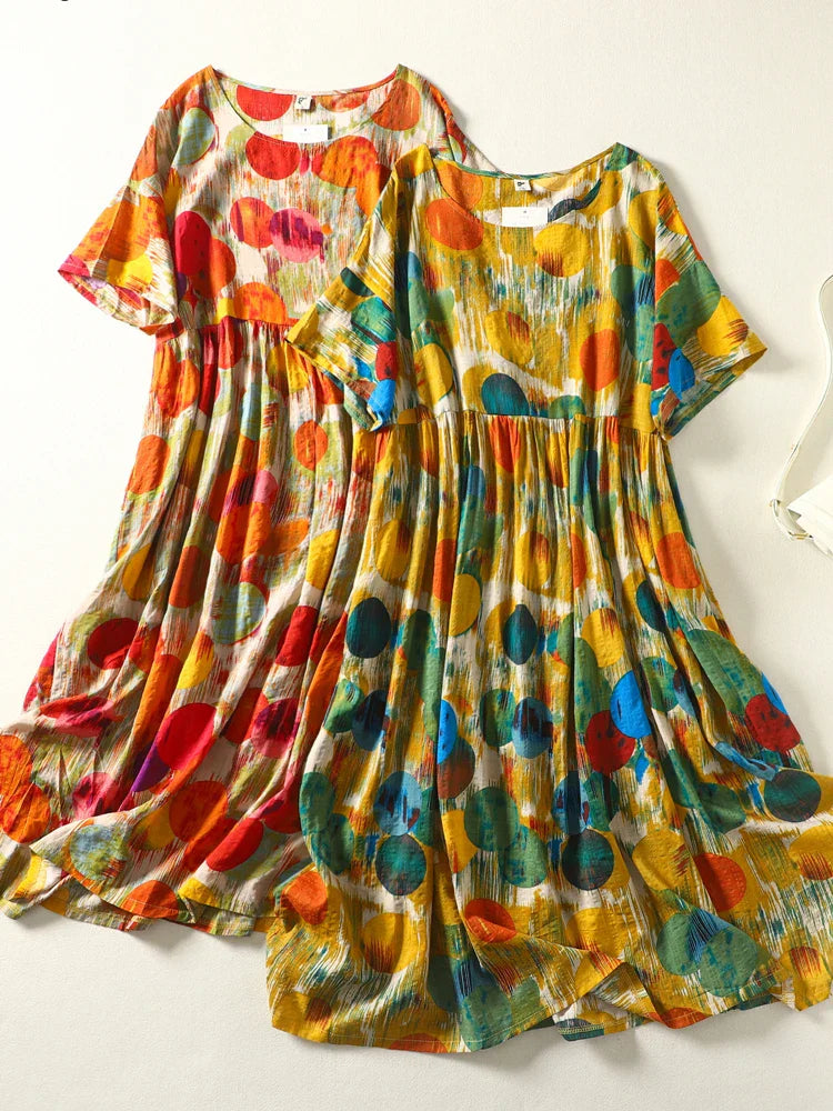 Polka Dot Summer Dress Women Cotton Ladies Dresses