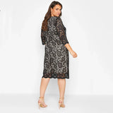 Spring Autumn Elegant Lace Dress Women Keyhole /