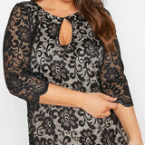 Spring Autumn Elegant Lace Dress Women Keyhole /