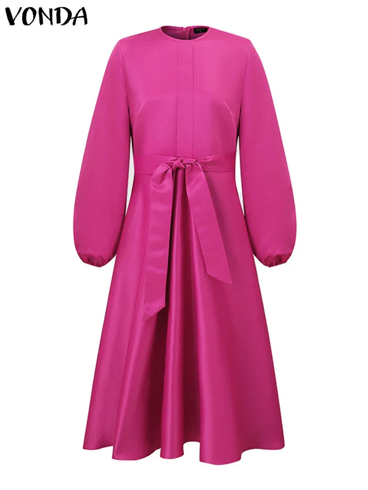 Vonda Long Party Dress Women Long Lantern Sleeve