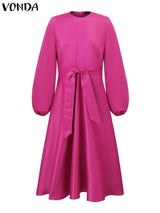 Vonda Long Party Dress Women Long Lantern Sleeve
