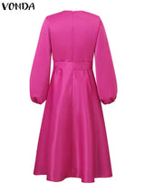 Vonda Long Party Dress Women Long Lantern Sleeve