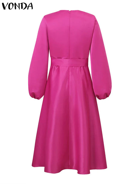 Vonda Long Party Dress Women Long Lantern Sleeve