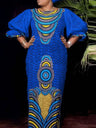 Vonda Women Maxi Dress Summer Puff Sleeve Printed