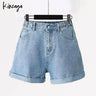 Plus Wide Leg Shorts Jeans Women