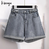 Plus Wide Leg Shorts Jeans Women