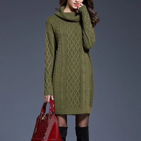 Women Casual Knitted Long Sleeve Winter Dresses Sweater