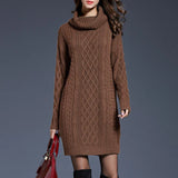 Women Casual Knitted Long Sleeve Winter Dresses Sweater