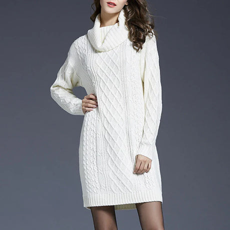 Women Casual Knitted Long Sleeve Winter Dresses Sweater