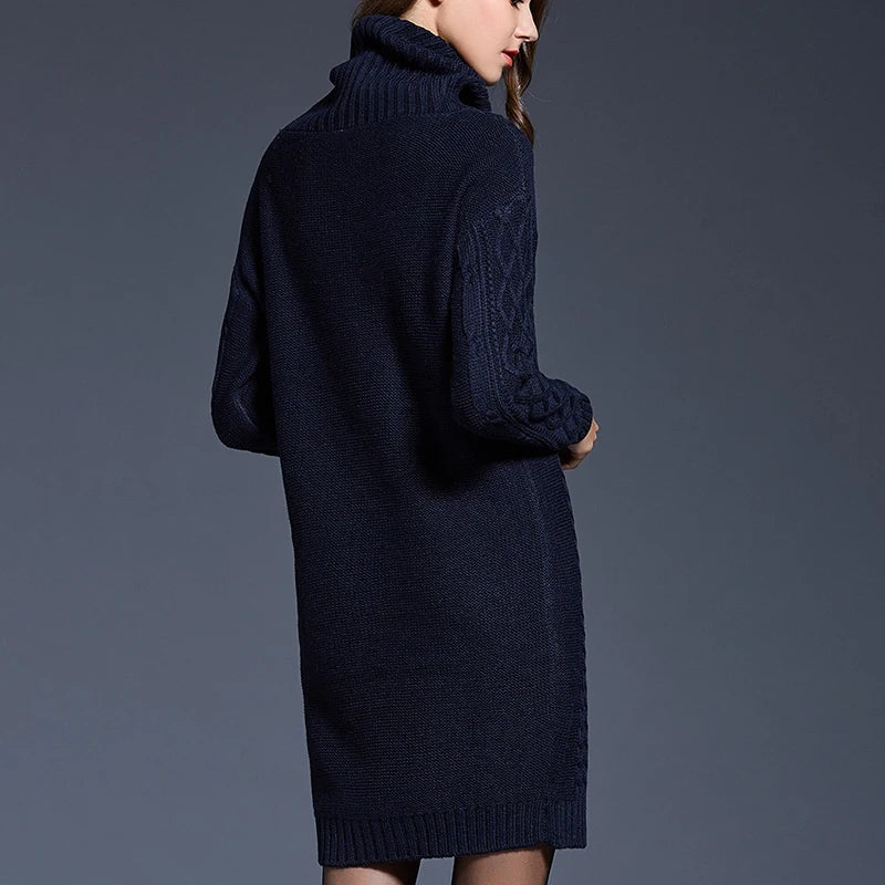 Women Casual Knitted Long Sleeve Winter Dresses Sweater