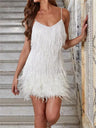 Women Sequins Tassel Feather Dress Autumn Winter Sexy