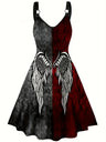 Women' Goth Costume Evening Party Devil Wings Print