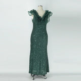Plusee Female Dresses V-Neck Tiered Sleeve Sexy Slit