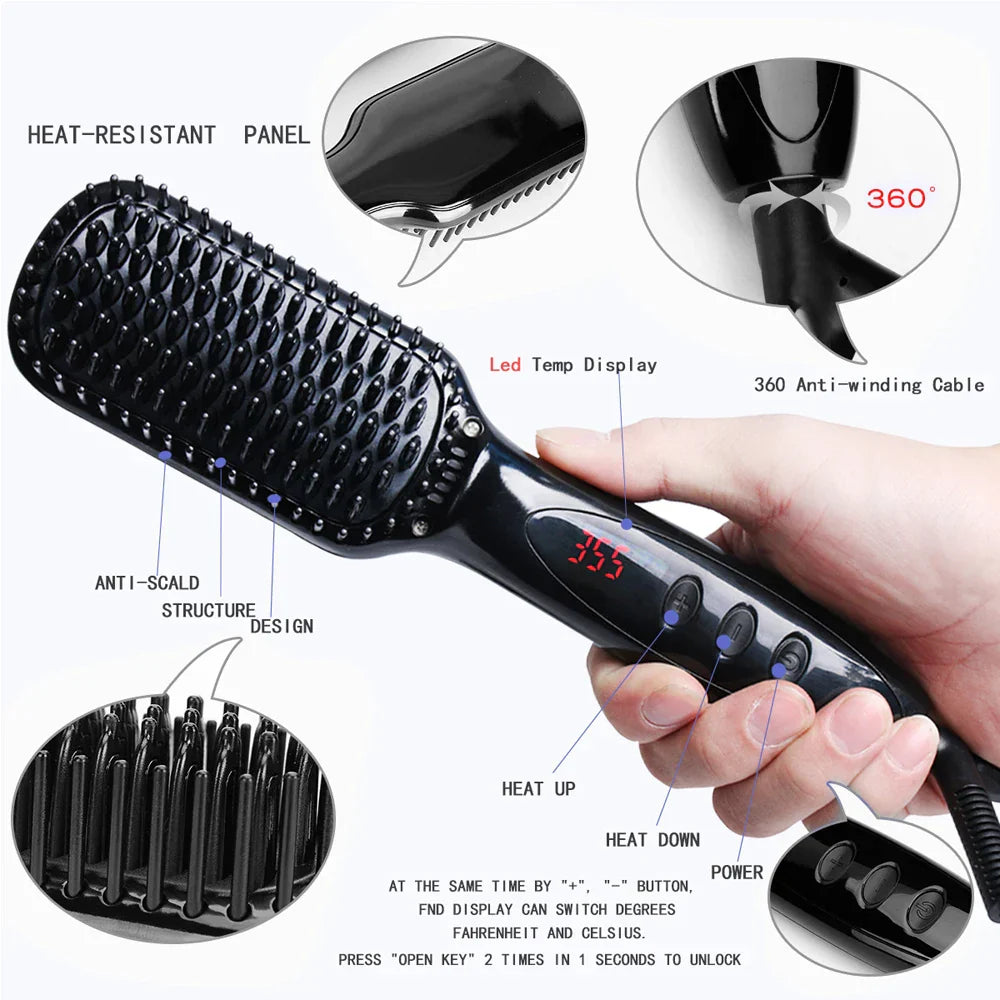 Portable Fast Heating Hair Straighteners Hot Comb For