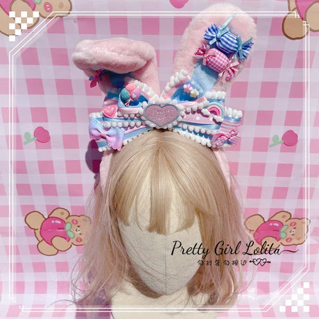 Powder Blue Sweet Lolita Hair Niang Headbands Badge