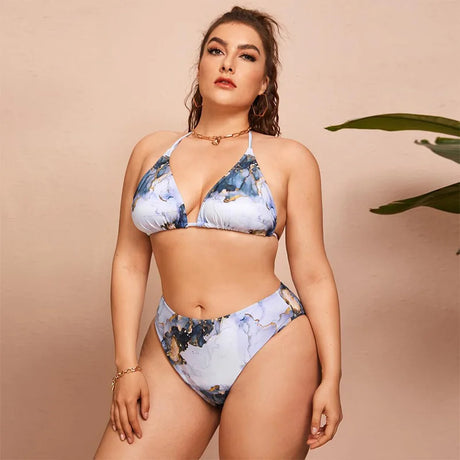 Printed Split Bikini Women Pieces Beach High Waist