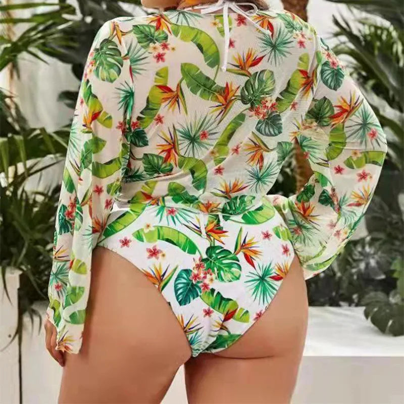 Printed Split Bikini Women Pieces Beach High Waist