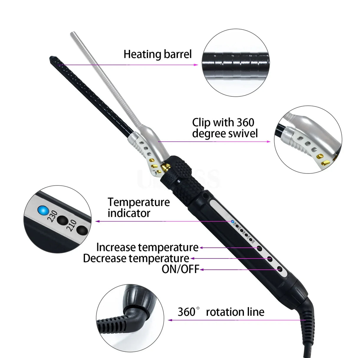 Professional Mm Curler Iron Wand For Man Roller