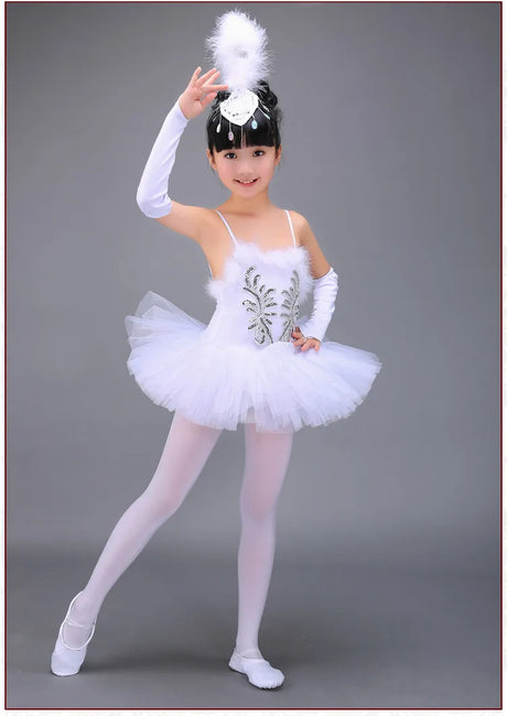 Professional White Girls Swan Lake Ballet Dresses Ballerina