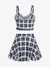 Rosegal Padded Plaid Three Piece Swimwear Women Tankini