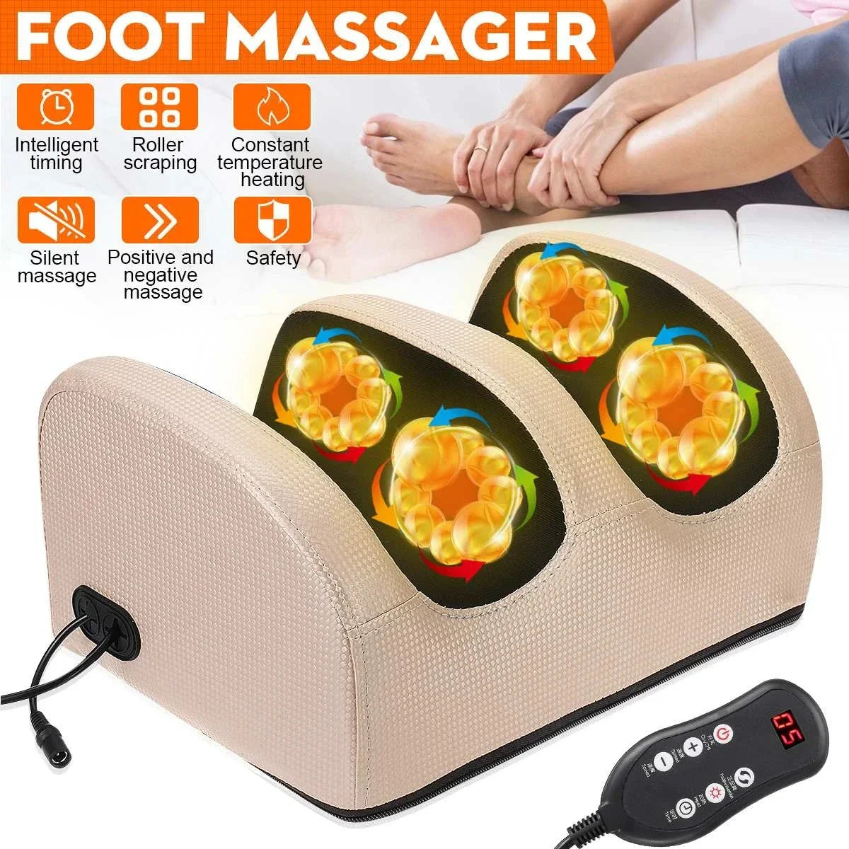 Remote Control Electric Foot Massager Machine Heating Therapy