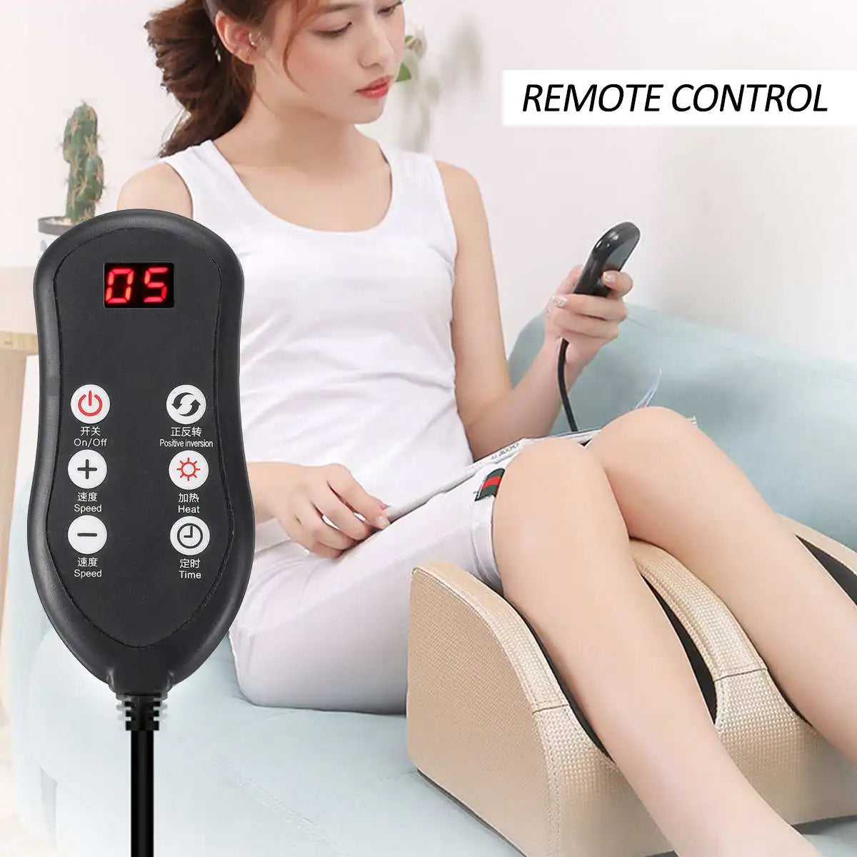 Remote Control Electric Foot Massager Machine Heating Therapy