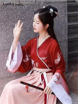 Retro Chinese Style Red Vestido Hanfu Dress Asian