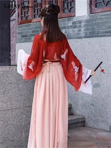 Retro Chinese Style Red Vestido Hanfu Dress Asian