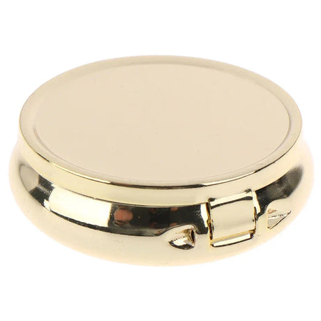 Round Metal Pillbox Portable Small Medicine Organizer Inside