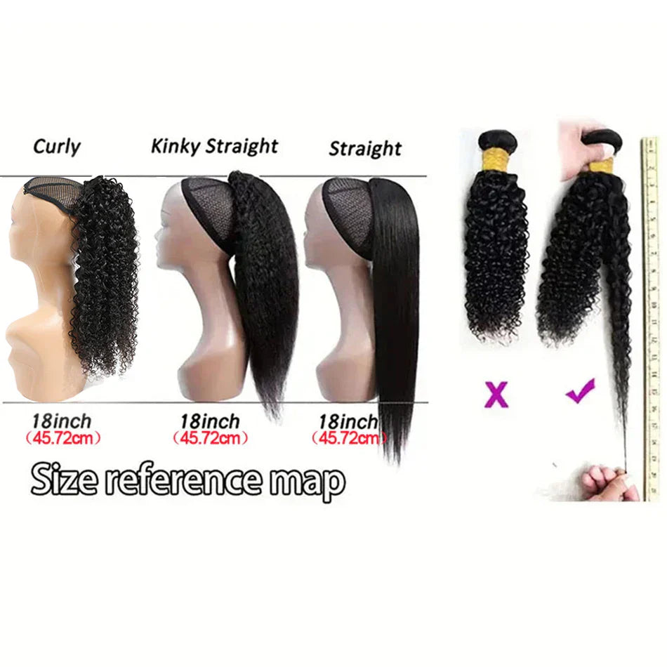 Racily Hair Kinky Sraight Ponytail Human Hair Afro