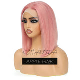 Rose Pink Short Colored Bob Human Hair Wigs