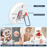 Portable Travel Magnified Mirror with 360° Adjustable Stand and Suction Cup
