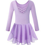 Girls Long Sleeve Leotard With Skirt Dance Dress