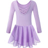 Girls Long Sleeve Leotard With Skirt Dance Dress