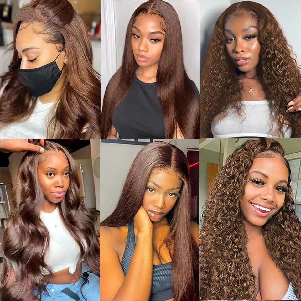 Chocolate Brown Lace Front Human Hair Wigs