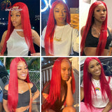 Hot Red Straight Lace Front Wig Brazilian